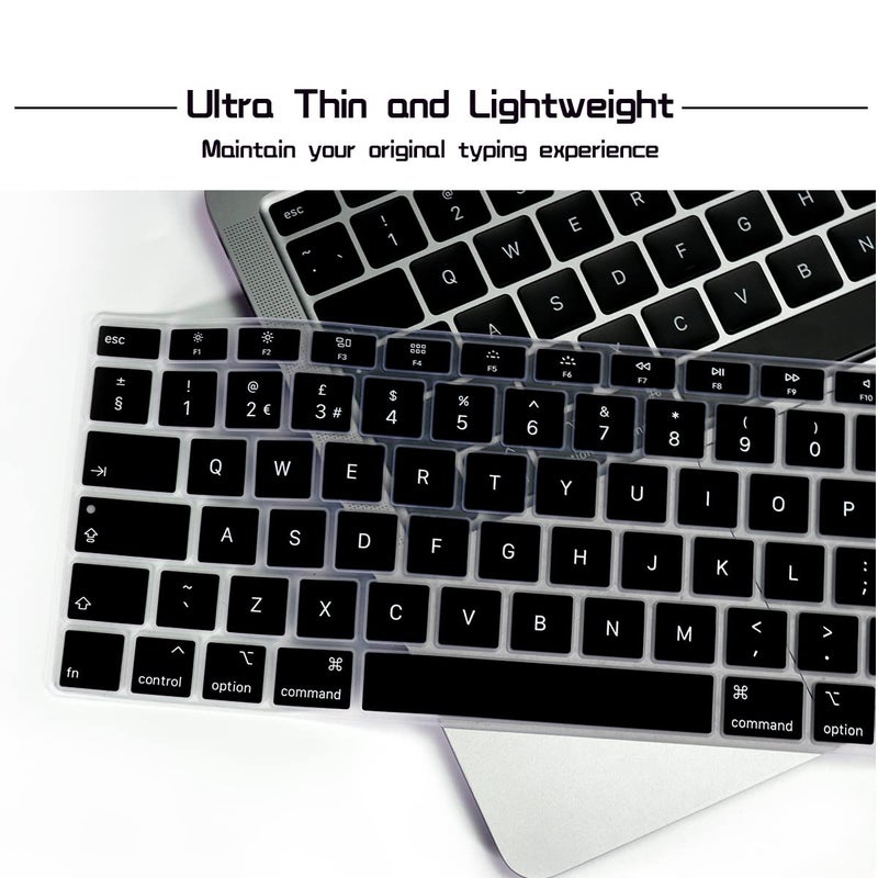 HRH Ultra Thin English Language Silicone Keyboard Cover Skin for MacBook Air 13 Inch 2020 with Touch ID (MODLE A2179 and A2337 M1 Chip,UK/EU Layout) Keyboard Accessories Protector - Image 3